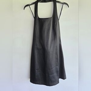 NWT Vintage EXPRESS Black Halter Cocktail Satin Dress
